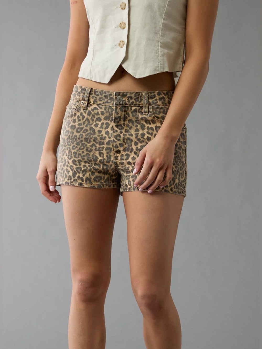 NWT American Eagle Women’s Stretch Leopard Perfect Shortie Shorts - Size 00